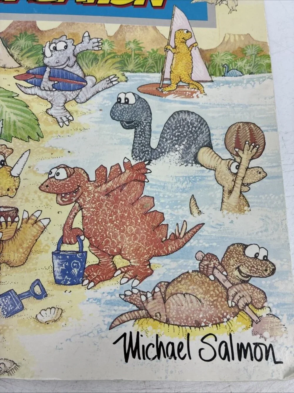 Dinosaurs On Vacation Michael Salmon 1990 Childrens Book Vintage Picture Book